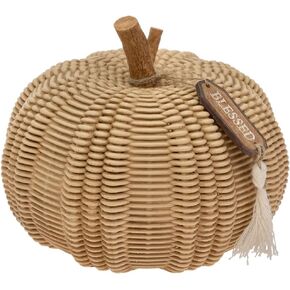 Boston International Pumpkin Décor Autumn & Fall Decorations, Small, Wicker Textured