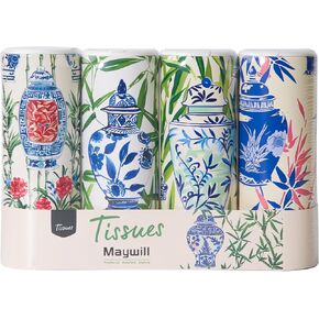 Car Tissues Holder with Facial Tissue, Travel Tissues Cylinder,Cup Holder Tissue Box for Car(3-ply,4 Pack, 200 Sheets)