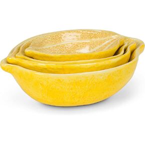 Abbott Collection 27-LEMON-011 Lemon Nesting Bowls. Set of 4, Yellow, 4 Count