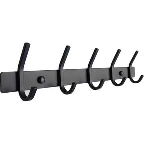 Coat Hooks Wall Mount, 5 Hooks for Robes, Bags, Keys, and Towels - Bathroom Towel Hanger Organizer for Bathroom, Bedroom, Closet Room, Kitchen