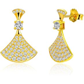 Earring Stud for Women, 18K Rose Gold Plated S925 Sterling Silver with Cubic Zirconia, Heart Fashion Jewelry Gift for Mother Wife Girls