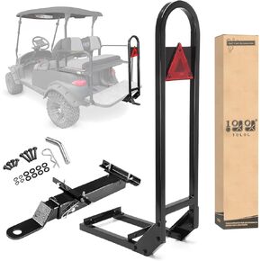 10L0L Universal Golf Cart Rear Seat Safety Grab Bar & Trailer Hitch Kit for Yamaha EZGO Club Car