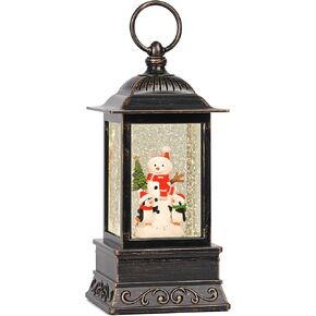 Christmas Farm Snow Globe, Musical Lighted Glitter Christmas Snow Globes, Christmas Decorations USB and Battery Operated Lantern with Music, Christmas Decor for Home