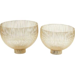 Deco 79 Metal Caged Style Decorative Bowl, Set of 2 20", 19" W, Gold