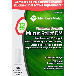Mucus Relief Maximum Strength Guaifenesin 1200mg Dextromethorphan HBr (56 Count)