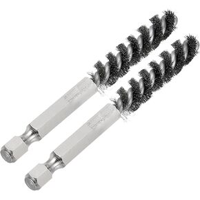 PATIKIL Golf Clubs Head Hosel Brush 0.35 Inch, 2 Pack Golf Shaft Ferrules Cleaning Tool Hex Shank Handle Electric Drill Wire Brush for Wood and Iron, Silver