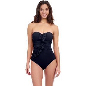 Profile by Gottex Tutti Frutti Women’s Bandeau Ruffle Surplice One Piece Stylish Bathing Suit with Tummy Control & Soft Cups
