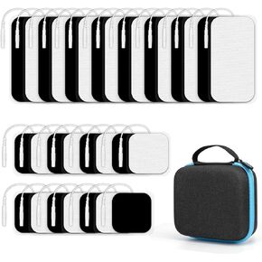 TENS Unit Electrodes Pads,32PCS Reusable Self-Adhesive TENS Unit Replacement Pads with Hard Travel Storage Case for TENS Unit Muscle Stimulator,Compatible with TENS Machine AUVON,TENS 7000,Etekcity