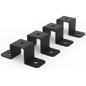 4Pcs Square Pipe Clamp, Black Strap Post Ties Brackets, U Shaped Connector Bracket, Wood Deck Fence Post Tie for Water Pipes, Balcony Railing, Stairs Railing