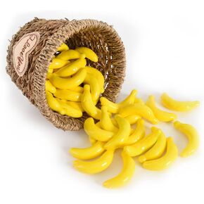HUIANER Mini Artificial Bananas, 40PCS Fake Banana Lifelike Fruit Simulation Mini Fruit for Home Kitchen Photography Party Decoration, 6.5cm