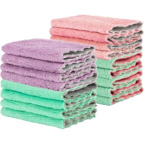 Coral Velvet Dish Towels - 17PCS Super Absorbent Kitchen Towels Microfiber Washcloths Cleaning Rags, Washable Quick Drying Household Reusable Dish Cloths for Daily Kitchen Cleaning, Bathroom