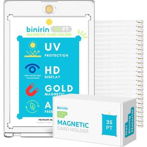 35pt Magnetic Card Holders (25 Pack), 2-1/2" x 3-1/2", One Touch Card Holder for MTG, Yugioh, Baseball and Sports Game Trading Card