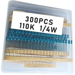 110k 1/4W, 110k 1/4W, 110k ohm, 110k 1/4W, 110kresistor, 110k ohm resistor, 110k ohm Metal resistor, 110k Metal Film resistors 1/4w(0.25w) 1% tolerance 0.01 MF Metal Film Fixed Resistor 300 pcs