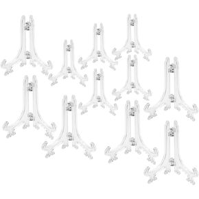 12 Pack Acrylic Display Stand, Plate Stand for Display, Acrylic Easel Stand Set, for Card, Frame, Picture, Magazine, Items at Weddings (Clear)