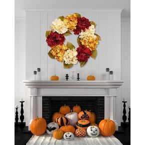 DDHS 20" Fall Wreaths for Front Door, Hydrangea Wreath for Wall Window Party Wedding Decor Indoor Outdoor, Artificial Autumn Door Wreath for Thanksgiving Decorations