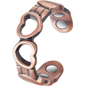 Copper Ring for Women, 99% Pure Adjustable Heart Shape Magnetic Rings, Copper Jewelry(0086Q)