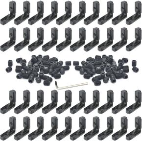 40PCS 2020 Extrusion Connectors 2020 Aluminum Extrusion Corner with 40PCS 2020 Aluminum Extrusion Profiles T Slot L Bracket 80PCS Screws