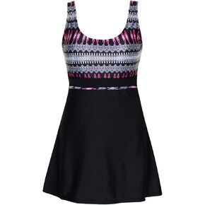DANIFY Women's Plus Size Swim Dress Slimming Swimwear Tummy Control Swimdress Retro Skirted Swimsuit One Piece Bathing Suit
