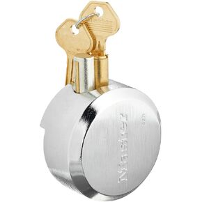 MASTER LOCK Keyed Padlock,1 23/32 in,Round,Silver