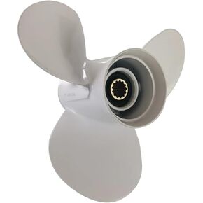 Meredith Aluminum 3 Blades 10 3/8"x13" Outboard Propeller for 3-1/2" Gearcase Yamaha Engines 25~60HP,13 Spline Tooth,RH