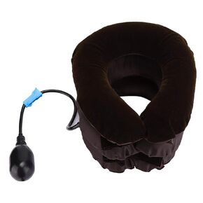 3 Layer Neck Stretcher Cervical Neck Inflatable Cervical Neck Support Pain Relief Neck Traction Devices for Spine Alignment & Chronic Neck Pain Relief(café)