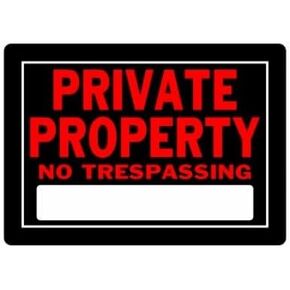 Hillman 840147 Private Property No Trespassing Sign with Space for Fill In, Black and Red Aluminum Metal, 10x14 Inches 1-Sign