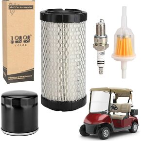 10L0L Golf Cart Tune Up Kit for EZGO RXV 2008-up & TXT 2010-Up Gas Models with 4 Cycle Kawasaki 13.5 hp Engines, Upgraded Air Filter Oil Filter Fuel Filter Spark Plug Engine Maintenance Kit for EZGO