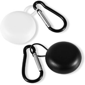 2pcs Ear Plug Carrying Cases, Potable Round Earplug Small Storage Earphone Pouch Headphone Box with Carabiner Mini Earbud Organizer Holder for Travel Business Trip (Black, White)
