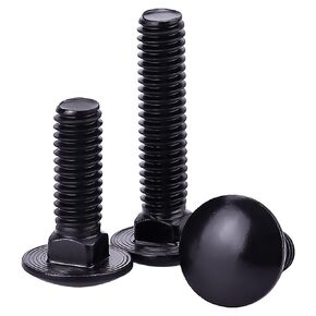 1/4-20 x 3/4" Black Steel Carriage Bolts, 304 Stainless Steel 18-8, Round Domed Head Square Neck Carriage Bolts Screws, Coarse Thread UNC, 25 PCS