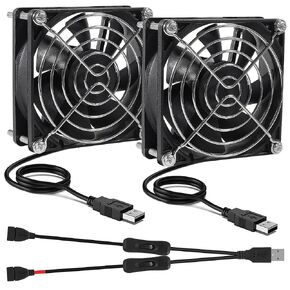 2pcs Quiet 80mm USB Fan 5V 8025 80x25mm Portable Cooling Fan with ON/Off Switch for PC Computer Case Receiver DVR PlayStation TV Box CPU Coolers Radiators