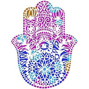 JMM Industries Hamsa Yoga Symbol Sticker Decal Cute Hand of Fatima Geometric Pattern Watercolor Design Om Namastay 4-Inches Premium Quality Vinyl Sticker UV Protective Laminate PDS2153