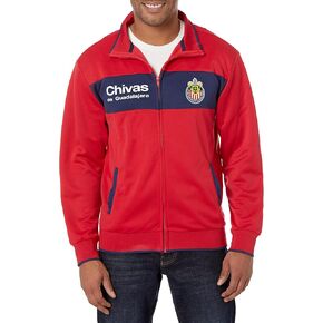 Icon Sports Federacion Mexicana de Futbol Asociacion Club Deportivo Guadalajara - Chivas Mens Centering Full-Zip Track Jacket, Red, Small