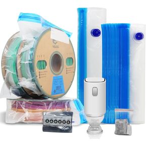 YOUSU Filament Storage Bags Vacuum Kit, Cleaning Drying Sealed 16 Bags with Two Sizes for 3D Printer Filament with Automatic Pumps/Desiccants/Humidity Indicator Cards/Clips