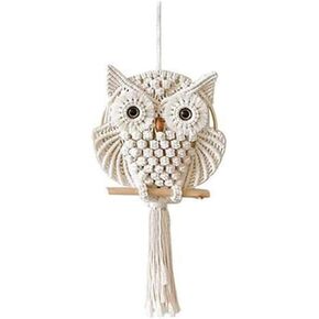 SlenyuBridal Owl Macrame Wall Hanging, Bohemian Hand Woven Boho Tapestry Owl Macrame Wall Art Decor for Living Room Office Bedroom Home Decor Small