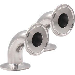 DERNORD 2 Pack 1" Tube OD Elbow 90 Degree Sanitary Pipe Fitting SS304 Tri Clamp 1.5 Inch