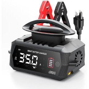 35 Amp Lithium Battery Charger, 12V/24V Marine Onboard Trickle Charger, Smart Lifepo4 Car Battery Charger, Portable Battery Maintainer with LCD Display, Battery Desulfator for Car,Boat,Motocycle