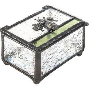 J Devlin -Bee Trinket Box Glass Jewelry Keepsake Display Small Decorative Boxes - Box 753