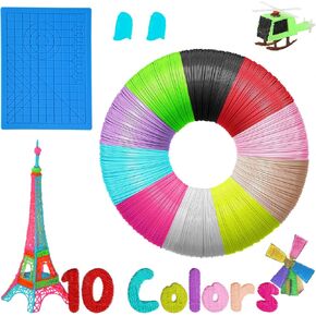 PLA Filament for 3D Printers 1.75mm, 10 Colors Pack，3D Printer Silicone mat