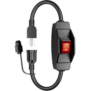 KASONIC 1.5 FT Extension Cord with Switch, 14/3 AWG Gauge 1875W/15A Grounded Outlets 3 Prong Plugs with Safety Cover, Heavy Duty Cable On/Off Waterproof Switch,ETL Listed
