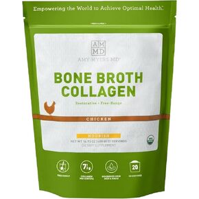 مسحوق كولاجين مرق العظام من دكتور إيمي مايرز - مسحوق بروتين الكولاجين من النوع الثاني من مرق عظام الدجاج العضوي - يدعم صحة الشعر والبشرة والأظافر والعظام والمفاصل - صديق للكيتو، 20 حصة (دجاج) in Kuwait