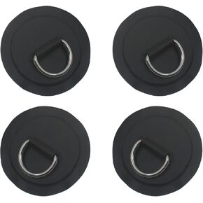 4 PCS D Ring Pad Stainless Steel D-Ring Patch Black Dinghy Accessories for Inflatable Boat and Canoe