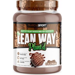 بروتين نباتي من Musclesport Lean Way - مزيج بروتين البازلاء وبروتين الأرز البني، مع إضافة CLA وMCT وL-Carnitine - 20 حصة (فطيرة التفاح)
