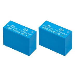 2Pcs Mini High Power Relay, SMI-12VDC-SL-C, DC 12V, 5 Pins, 1NO 1NC, 10A 240VAC/30VDC, Auto PCB Relay PCB Mount Electric Relay