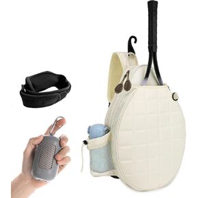 Qulable Lightweight Outdoor Tennis Backpack - Crossbody Tennis Bag for Women and Men, Sling Bag for Tennis Racket, Pickleball Paddles, Badminton Racquet, Including Wristband and Cooling Towel