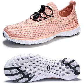 SUOKENI Women's Quick Drying Slip On Water Shoes for Beach or Water Sports Ultralight Walking Shoes Black/White,Size:US 8.5/EU 39