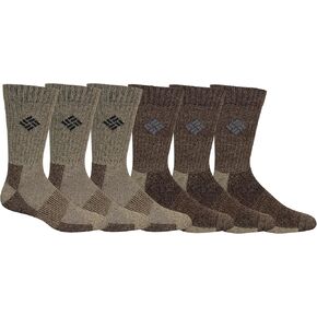 Columbia Men's Moisture Control Crew Socks, Khaki/Brown, 6-12 US