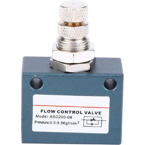 G1/4 Air Flow Control Valve, Top Adjustable Exhaust Muffler Pneumatic Straight Speed Controller Manual Lever Valves Brass One Way Throttle Plunger Type Quick Connect Union for Aluminum Alloy