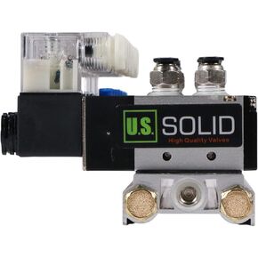 U.S. Solid 4V210-08 8 Pneumatic Solenoid Valves 2 Position 5 Way Manifold Base, DC 24V