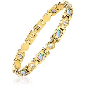 Ultra Strength Women Magnetic Bracelet - Magnetic Bracelets for Women - Adjustable Length with Sizing Tool, 18K Gold Plating Mother's Day Jewelry Custom Gifts