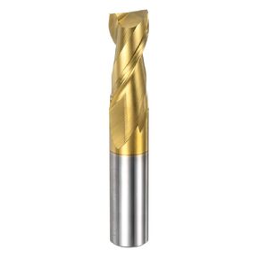 uxcell Carbide Square End Mill, 1/2" Diameter ZrN Coated 2 Flutes Milling Bit Cutter, for Aluminum Copper Non-Ferrous Alloy Metal, 1/2" Shank 1-1/4" Cut Length 3" Long